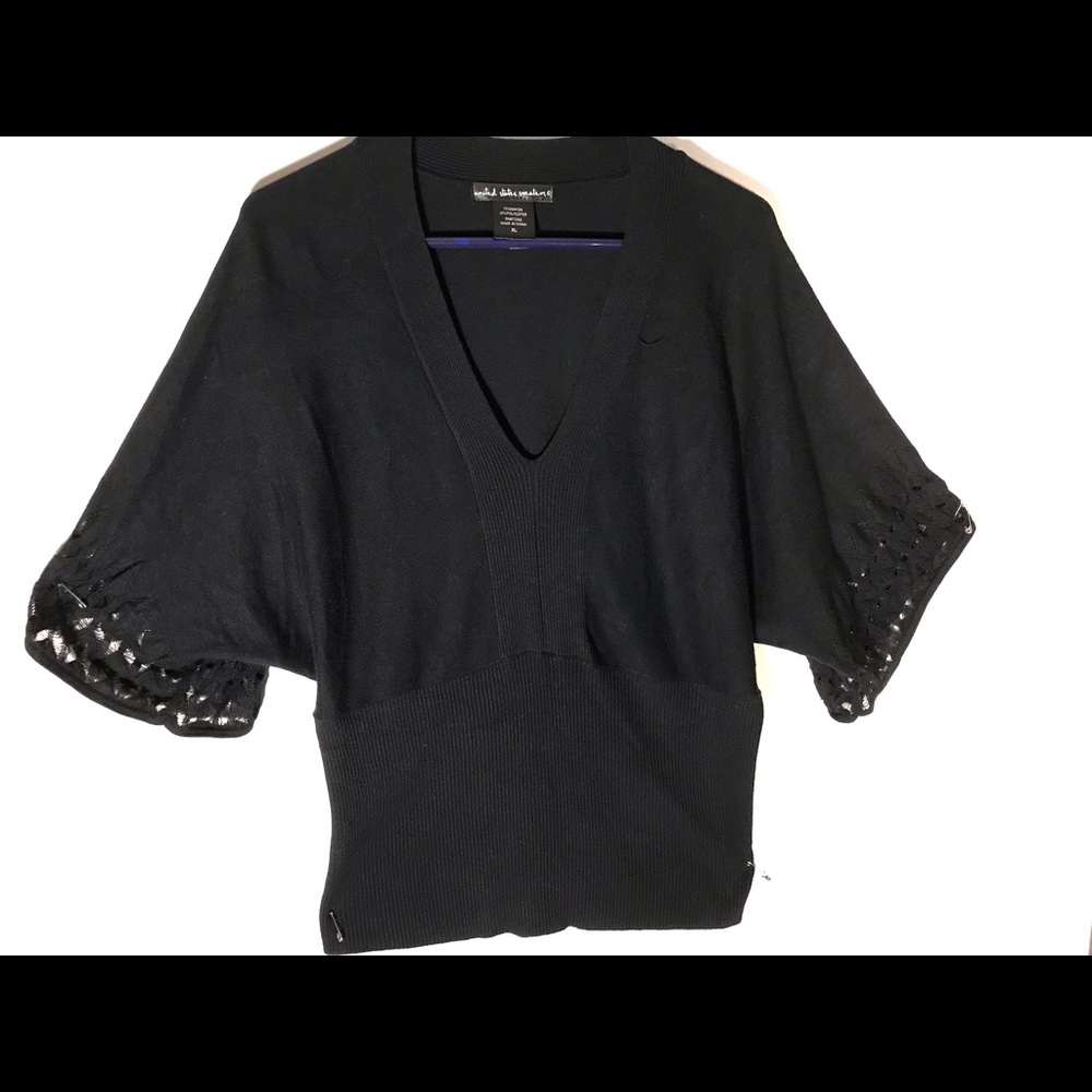 United States Sweater Black Crochet Trim XL